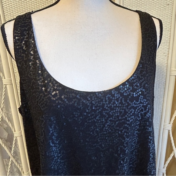 Talbots Black Sequin Tank Top Sleeveless Sparkly Party Cocktail Plus Size 2X P - Picture 3 of 15